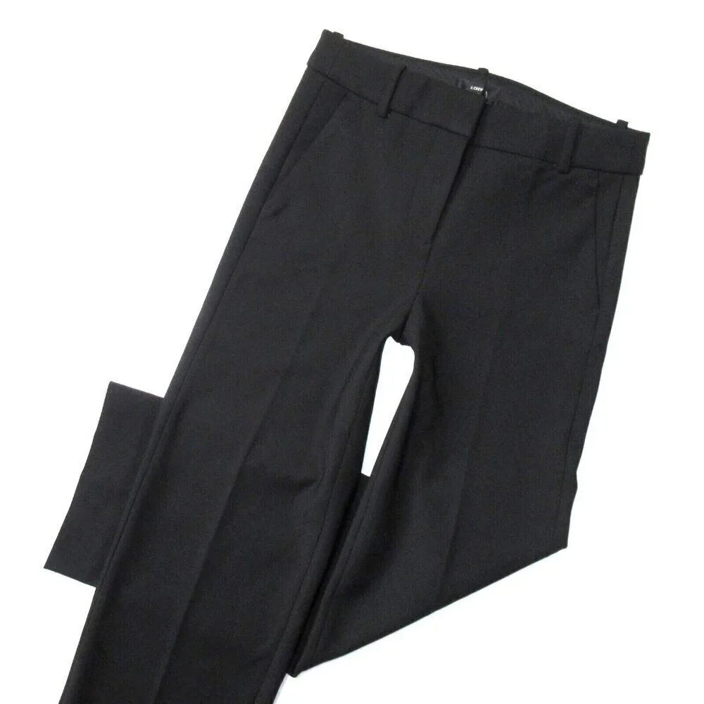 NWT J.Crew High Rise Peyton Crop in Black Wide Leg Four-Season Stretch Pants 0T
